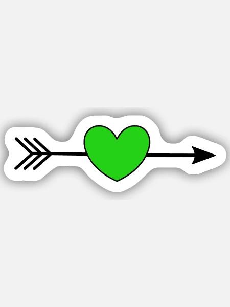grünes Herz mit Pfeil Herzen grün Paare - Sticker Größe S (10 x 10 cm) - Mattweiß