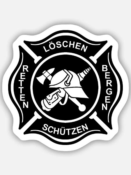 Feuerwehr Logo Kreuz 1A invertiert - Sticker Größe S (10 x 10 cm) - Mattweiß
