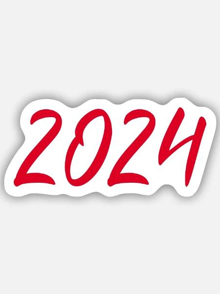 2024 Silvester Neujahr rot - Sticker Größe S (10 x 10 cm) - Mattweiß