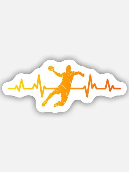 Handballer Herzlinie Handball Handballspieler - Sticker Größe S (10 x 10 cm) - Mattweiß