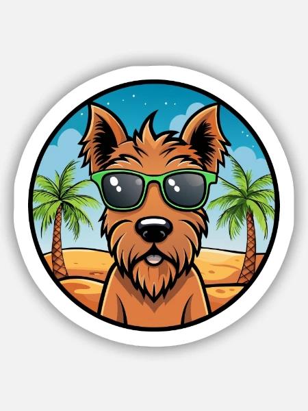 Irish Terrier Hunderasse Cartoon Sonnenbrille Strand - Sticker Größe S (10 x 10 cm) - Mattweiß