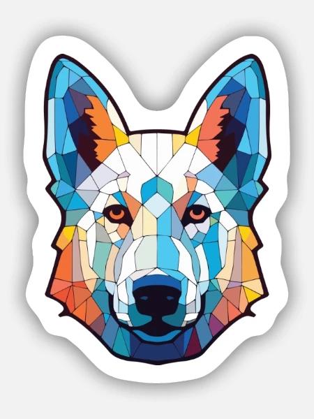 Weißer Schäferhund Rasse Aquarell Illustration - Sticker Größe S (10 x 10 cm) - Mattweiß