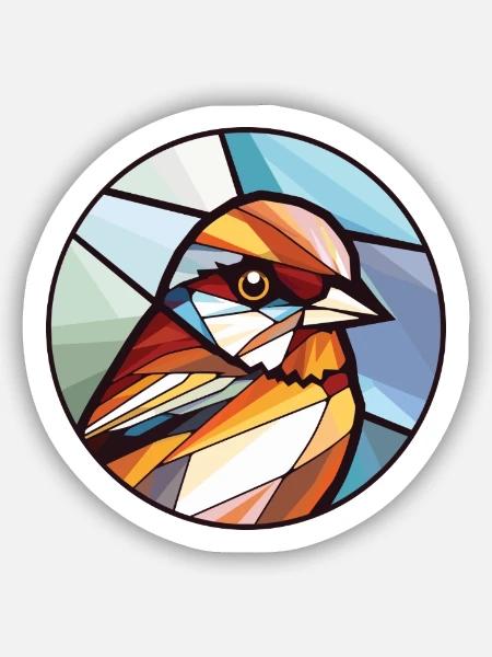 Spatz bunte Aquarell-Tierillustration - Sticker Größe S (10 x 10 cm) - Mattweiß