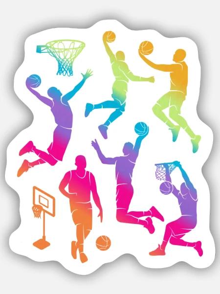 Basketballspieler Basketballer Basketball Mädchen - Sticker Größe S (10 x 10 cm) - Mattweiß