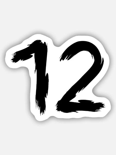 Zahl 12 Lieblingszahl Glückszahl Zwölf - Sticker Größe S (10 x 10 cm) - Mattweiß