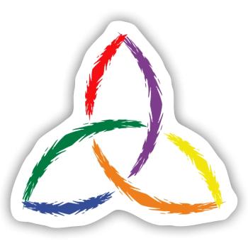 Keltisches Symbol Triquetra Regenbogen - Sticker Größe S (10 x 10 cm) - Mattweiß - Vorne