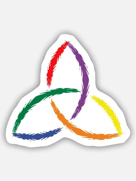 Keltisches Symbol Triquetra Regenbogen - Sticker Größe S (10 x 10 cm) - Mattweiß