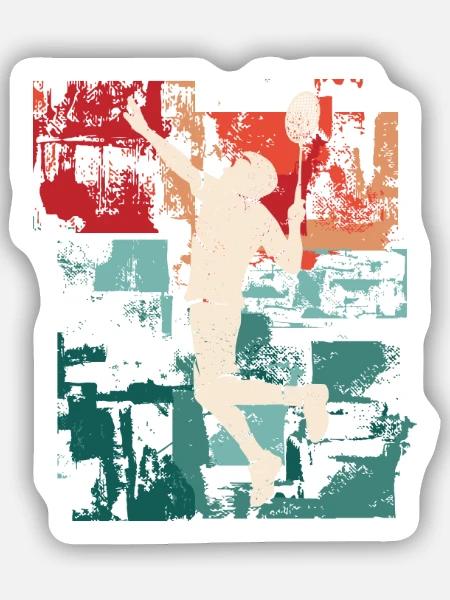 Badminton Spieler Badmintonspieler Federball - Sticker Größe S (10 x 10 cm) - Mattweiß