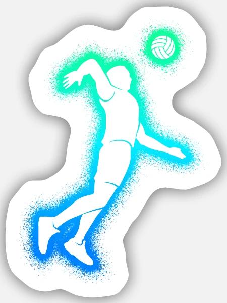 Volleyball Volleyballspieler Männer Volleyballer - Sticker Größe S (10 x 10 cm) - Mattweiß