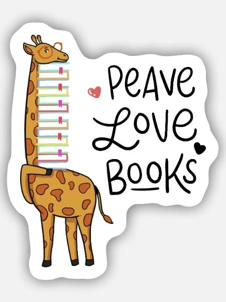 Lesen Bücher Buch Giraffe - Sticker Größe S (10 x 10 cm) - Mattweiß