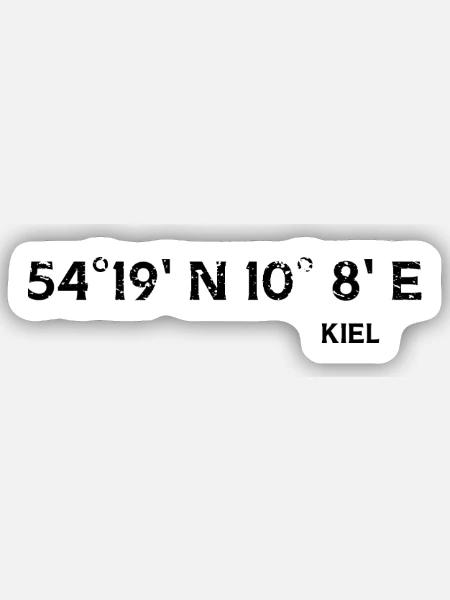 Kiel Koordinaten - Sticker Größe S (10 x 10 cm) - Mattweiß