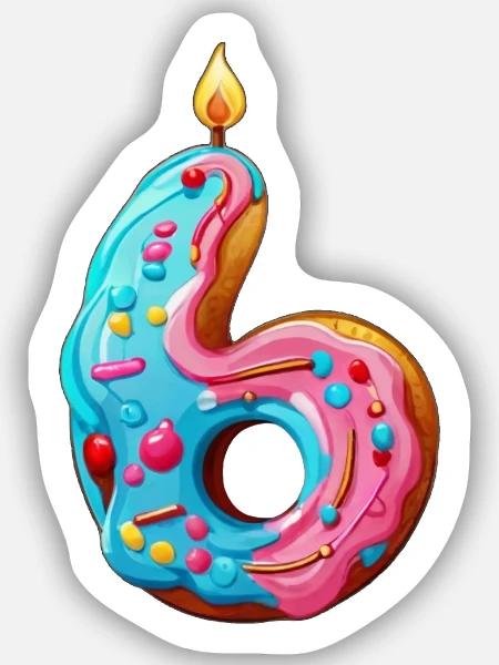 NUMMER 6 KUCHEN SWEET 6. GEBURTSTAG - Sticker Größe S (10 x 10 cm) - Mattweiß