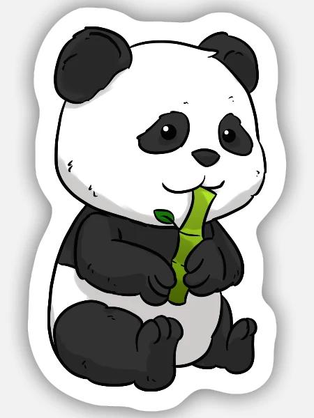 Panda Bambus Pandabär - Sticker Größe S (10 x 10 cm) - Mattweiß