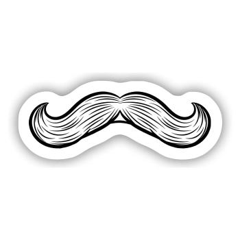 Hipster Schnurrbart Oberlippenbart - Sticker Größe S (10 x 10 cm) - Mattweiß - Vorne