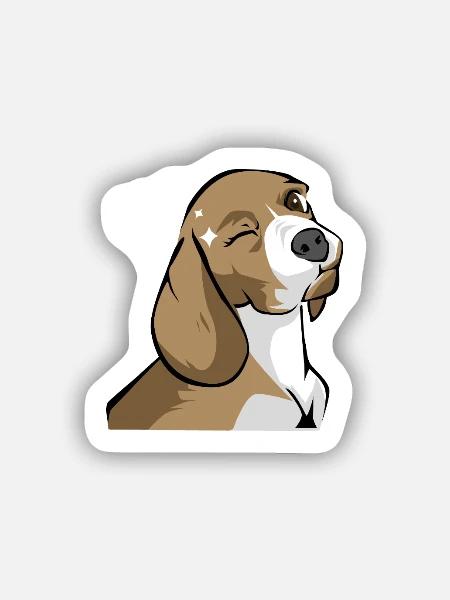 Verschmitzter Beagle Hundeliebe - Sticker Größe S (10 x 10 cm) - Mattweiß