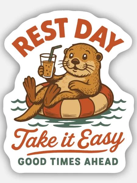 Seeotter Rest Day – Lustiges Faulenzen & Sommerdes - Sticker Größe S (10 x 10 cm) - Mattweiß