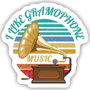 ICH MAG GRAMMOPHONMUSIK - Sticker Größe S (10 x 10 cm) - Mattweiß - Vorne