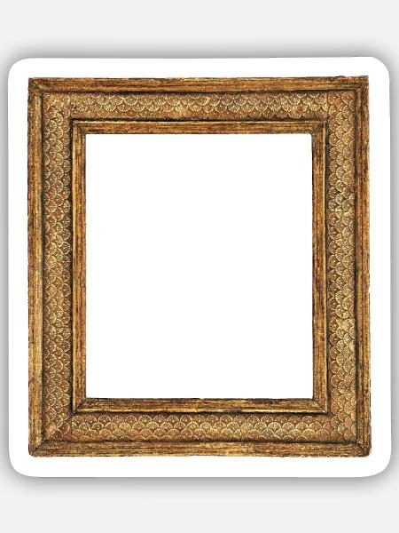 Goldener Bilderrahmen - Sticker Größe S (10 x 10 cm) - Mattweiß