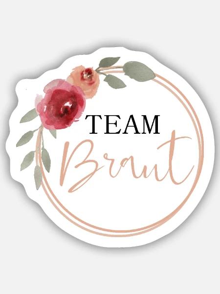 Team Braut - Vintage Blumen - Sticker Größe S (10 x 10 cm) - Mattweiß