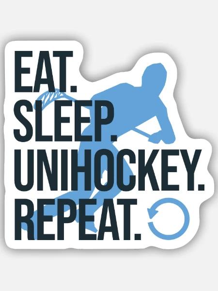 Unihockey Spieler Floorball Unihockey Spiel - Sticker Größe S (10 x 10 cm) - Mattweiß