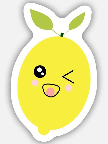 Kawaii Zitrone Geschenk Süße Wichtelidee - Sticker Größe S (10 x 10 cm) - Mattweiß