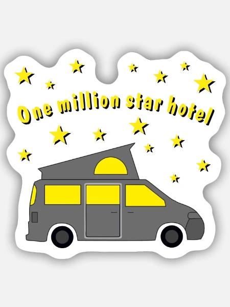 one million star hotel - Sticker Größe S (10 x 10 cm) - Mattweiß