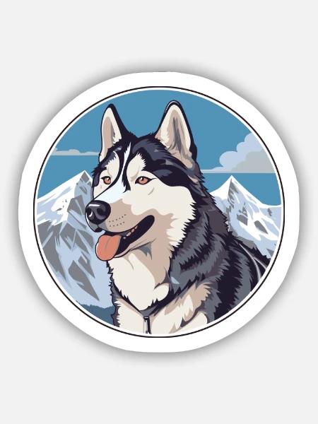 Husky Hunderasse Cartoon Kawaii Aquarell - Sticker Größe S (10 x 10 cm) - Mattweiß