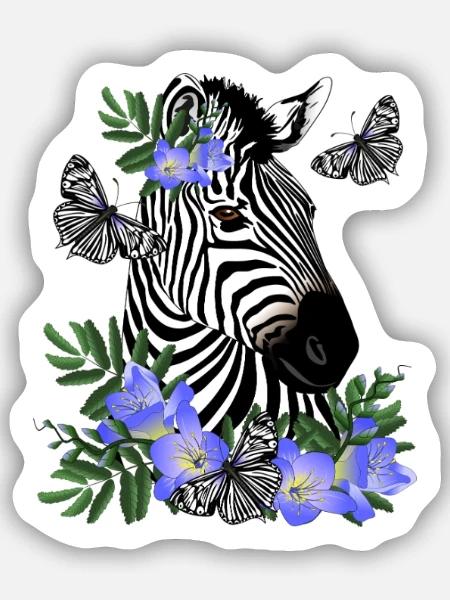 Zebra - Sticker Größe S (10 x 10 cm) - Mattweiß