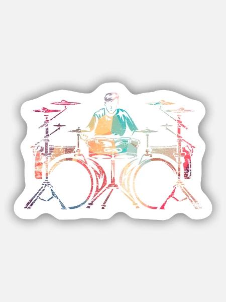 Pulsierender Schlagzeuger Rockkonzert - Sticker Größe S (10 x 10 cm) - Mattweiß