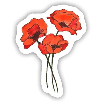 Trio von Mohnblumen - Sticker Größe S (10 x 10 cm) - Mattweiß - Vorne
