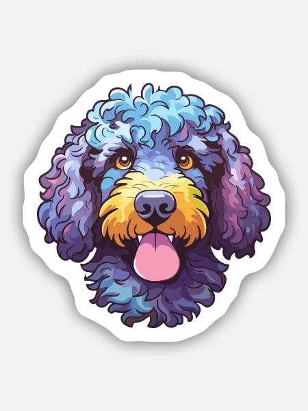 Spanischer Wasserhund Rasse Cartoon Kawaii Illustratio - Sticker Größe S (10 x 10 cm) - Mattweiß