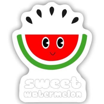 Süße Wassermelone - Sticker Größe S (10 x 10 cm) - Mattweiß - Vorne