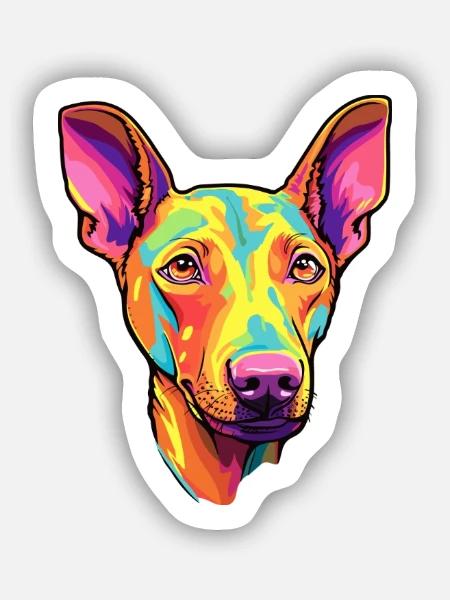 Podenco Canario Hunderasse Cartoon Kawaii Illustrat - Sticker Größe S (10 x 10 cm) - Mattweiß