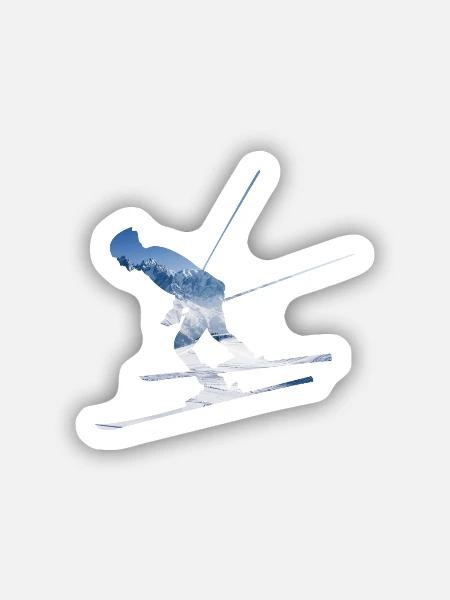 Ski Skier - Sticker Größe S (10 x 10 cm) - Mattweiß