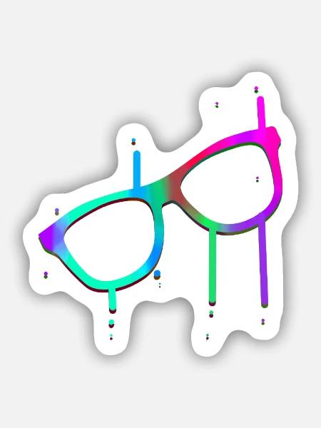 Neon Sonnenbrille mit Farbspritzern Party - Sticker Größe S (10 x 10 cm) - Mattweiß