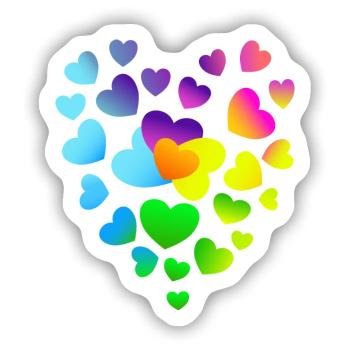 Herz Herzen bunte Herzen - Sticker Größe S (10 x 10 cm) - Mattweiß - Vorne