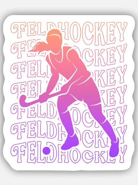 Hockey Vintage Hockeyspieler Feldhockey Mädchen - Sticker Größe S (10 x 10 cm) - Mattweiß