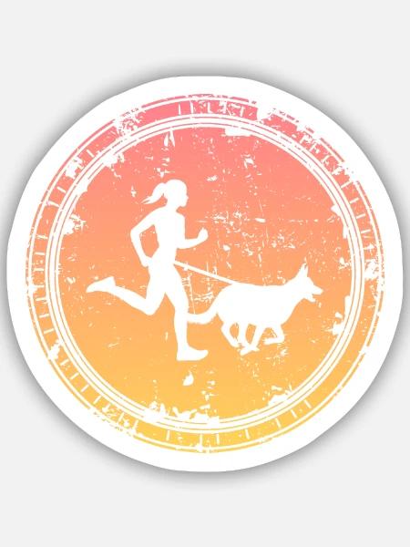 Canicross Läufer Geländelauf mit Hund Frauen - Sticker Größe S (10 x 10 cm) - Mattweiß