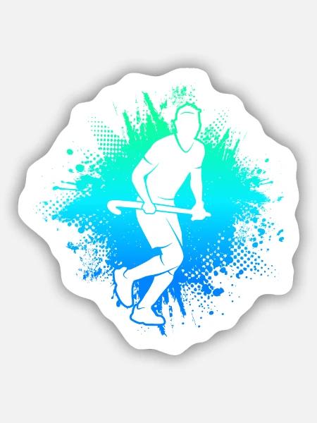 Feldhockey Hockey Jungen Herren Hockeyspieler - Sticker Größe S (10 x 10 cm) - Mattweiß