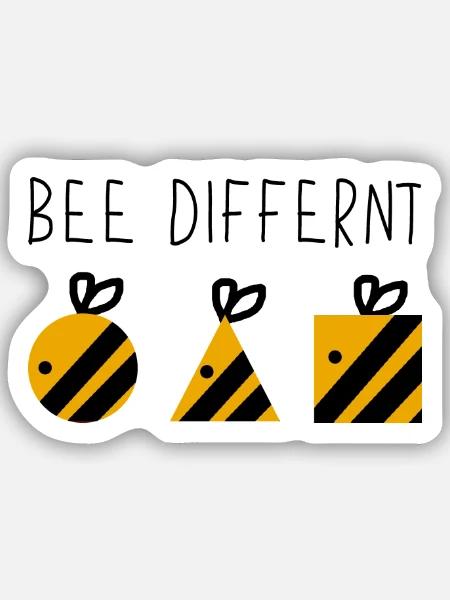 Bee different Bienen Imker Lustig Witzig Biene - Sticker Größe S (10 x 10 cm) - Mattweiß