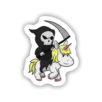 Tod Reitet Einhorn - Sticker Größe S (10 x 10 cm) - Mattweiß - Vorne
