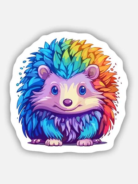 Igel Buntes Aquarell Cartoon Kawaii Tier - Sticker Größe S (10 x 10 cm) - Mattweiß