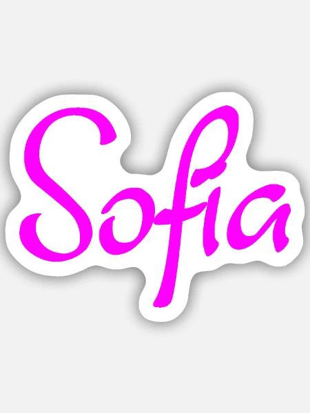 Sofia Neon-Schriftzug - Sticker Größe S (10 x 10 cm) - Mattweiß