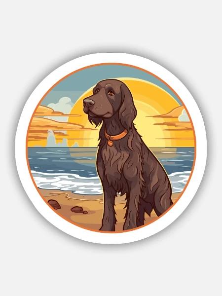 Deutsch Langhaar Vorstehhund Rasse Cartoon Kawaii - Sticker Größe S (10 x 10 cm) - Mattweiß