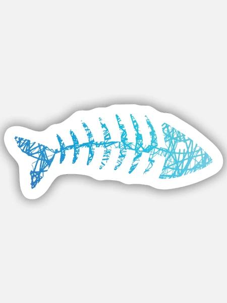 Fisch Gräten Fischskelett Fischgräten Kritzelei - Sticker Größe S (10 x 10 cm) - Mattweiß
