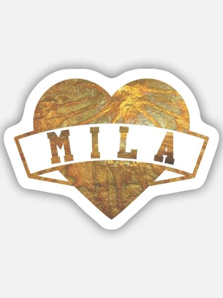 Mila Herzen Gold - Sticker Größe S (10 x 10 cm) - Mattweiß