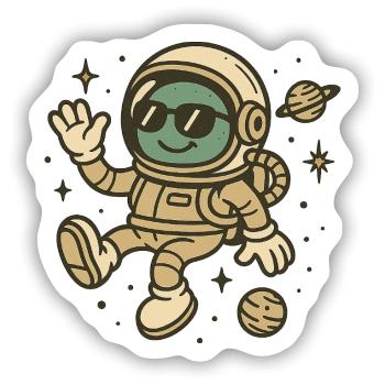 Willkommen im All - Sticker Größe S (10 x 10 cm) - Mattweiß - Vorne