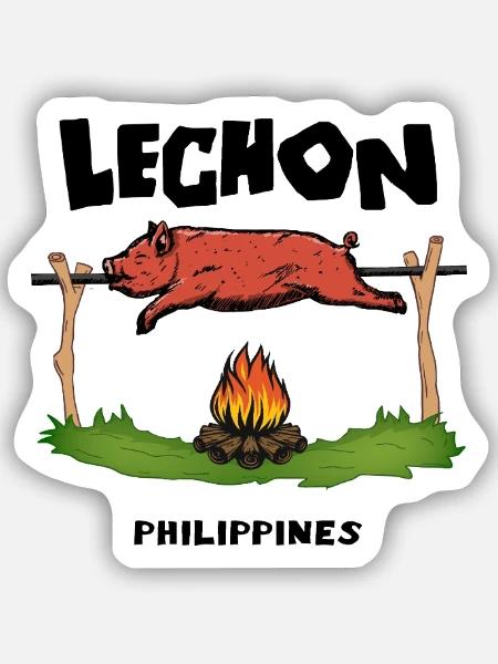 Lechon Philippinen Spanferkel Cebu Manila Geschenk - Sticker Größe S (10 x 10 cm) - Mattweiß