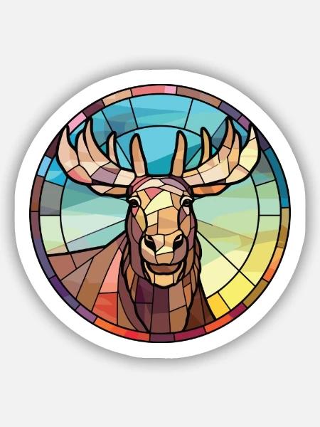 Elchbunte Aquarell-Tier-Haustier-Illustration - Sticker Größe S (10 x 10 cm) - Mattweiß