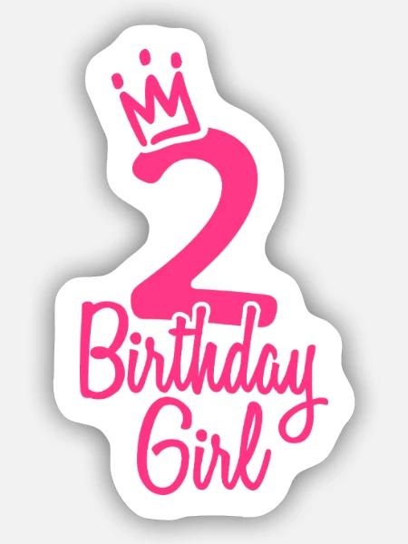 Zweiter Geburtstag Birthday Girl - Sticker Größe S (10 x 10 cm) - Mattweiß
